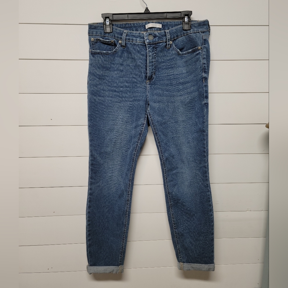 Lauren Conrad Stretchy Mid Rise Skinny Jeans with Rolled Legs